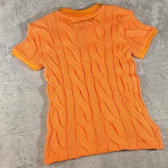 Polo Ralph Lauren Cable Knit Polo | Pastel Orange | Small - Picture 4 of 4